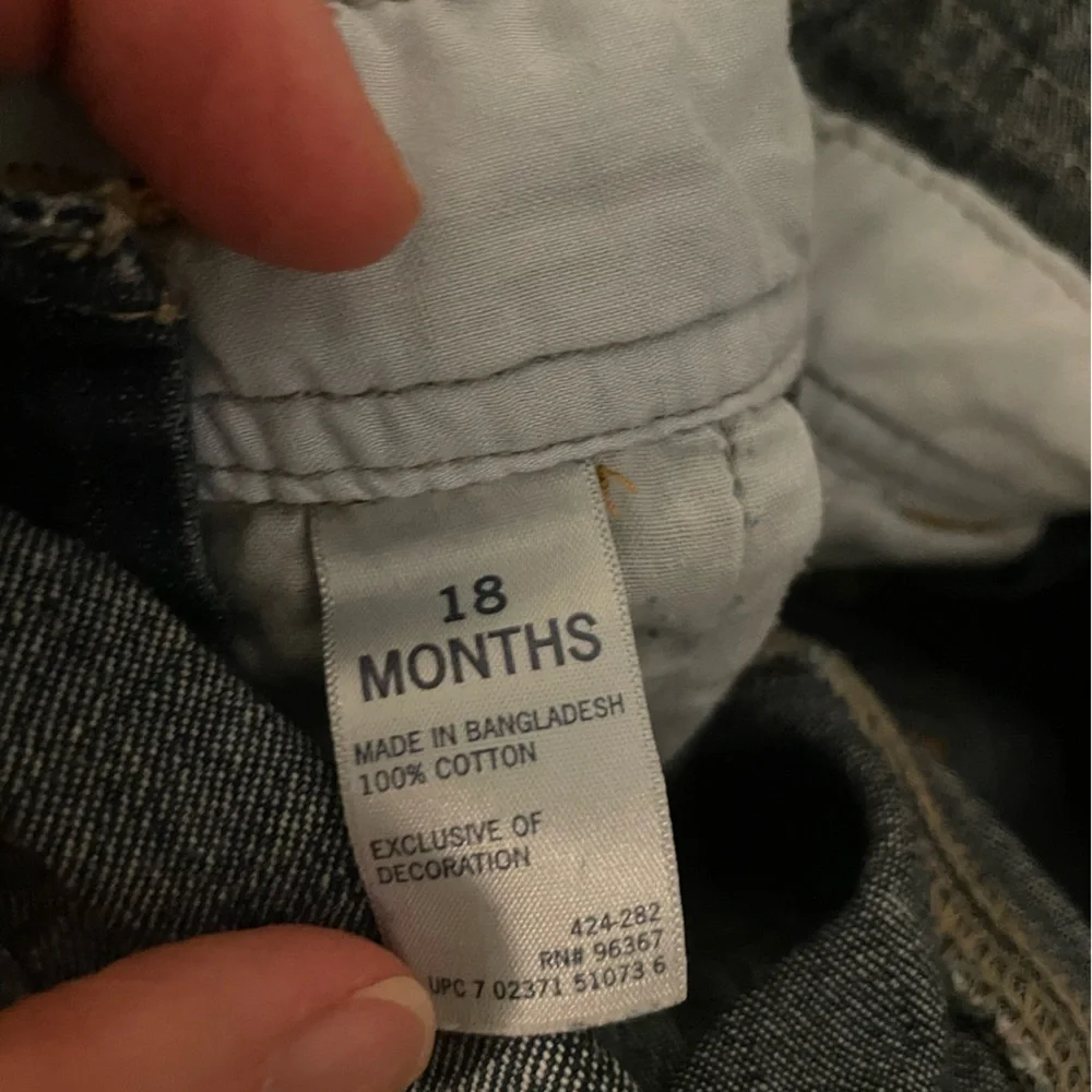 Osh Kosh Denim overalls with patches and spell out